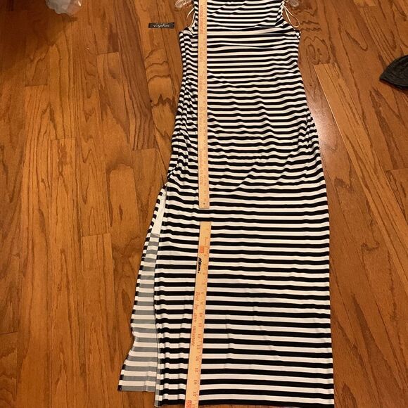Sophia Christina size medium black and white striped sleeveless maxi dress - Picture 3 of 10